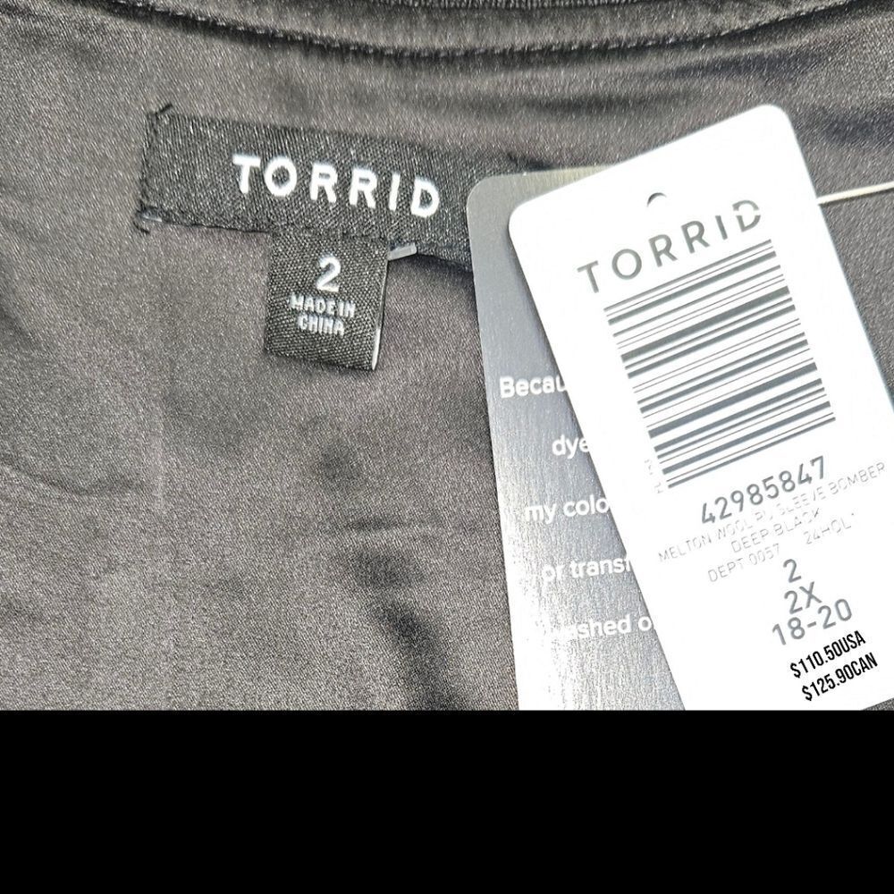 TORRID Softest Coat Faux Leather Sleeve Bomber Jacket Plus Size 2X NWT - Picture 15 of 16